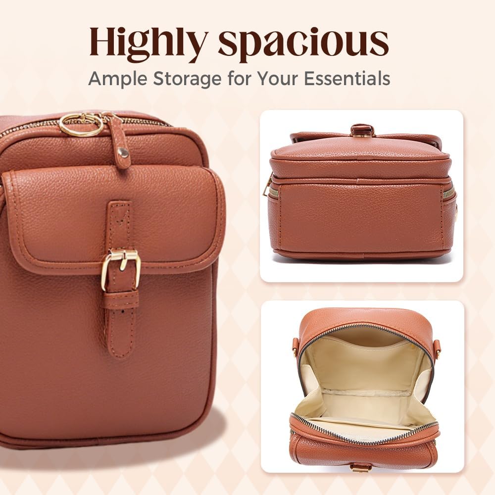 Crossbody Leather Bag For Women Multi-Slot Multifunctional Large Capacity Bags Adjustable Shoulder Bags Handbag | Anti-Theft