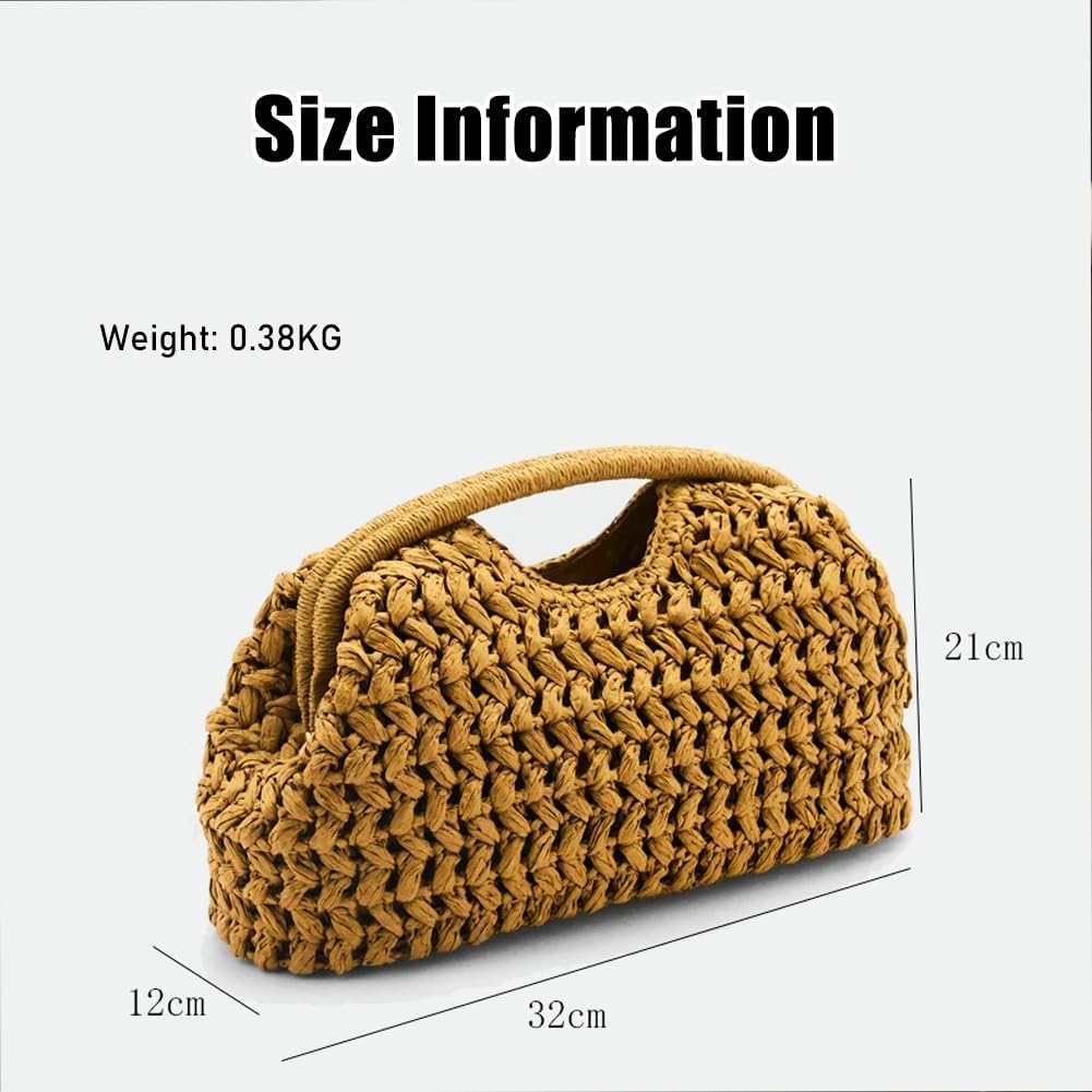 Large Straw Clutch Bag for Women Summer Satchel Purse Fashion Woven Top Hanlde Handbags for Beach Vacation
