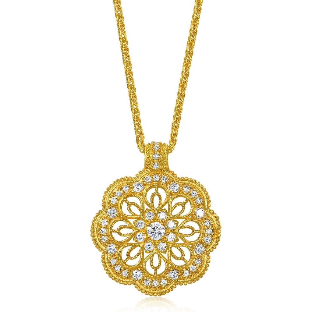 CHOW SANG SANG 999 24K Gold Diamond Cultural Blessings Buddhist Mandala Necklace for Women 47cm 95563N