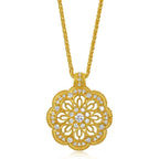 CHOW SANG SANG 999 24K Gold Diamond Cultural Blessings Buddhist Mandala Necklace for Women 47cm 95563N