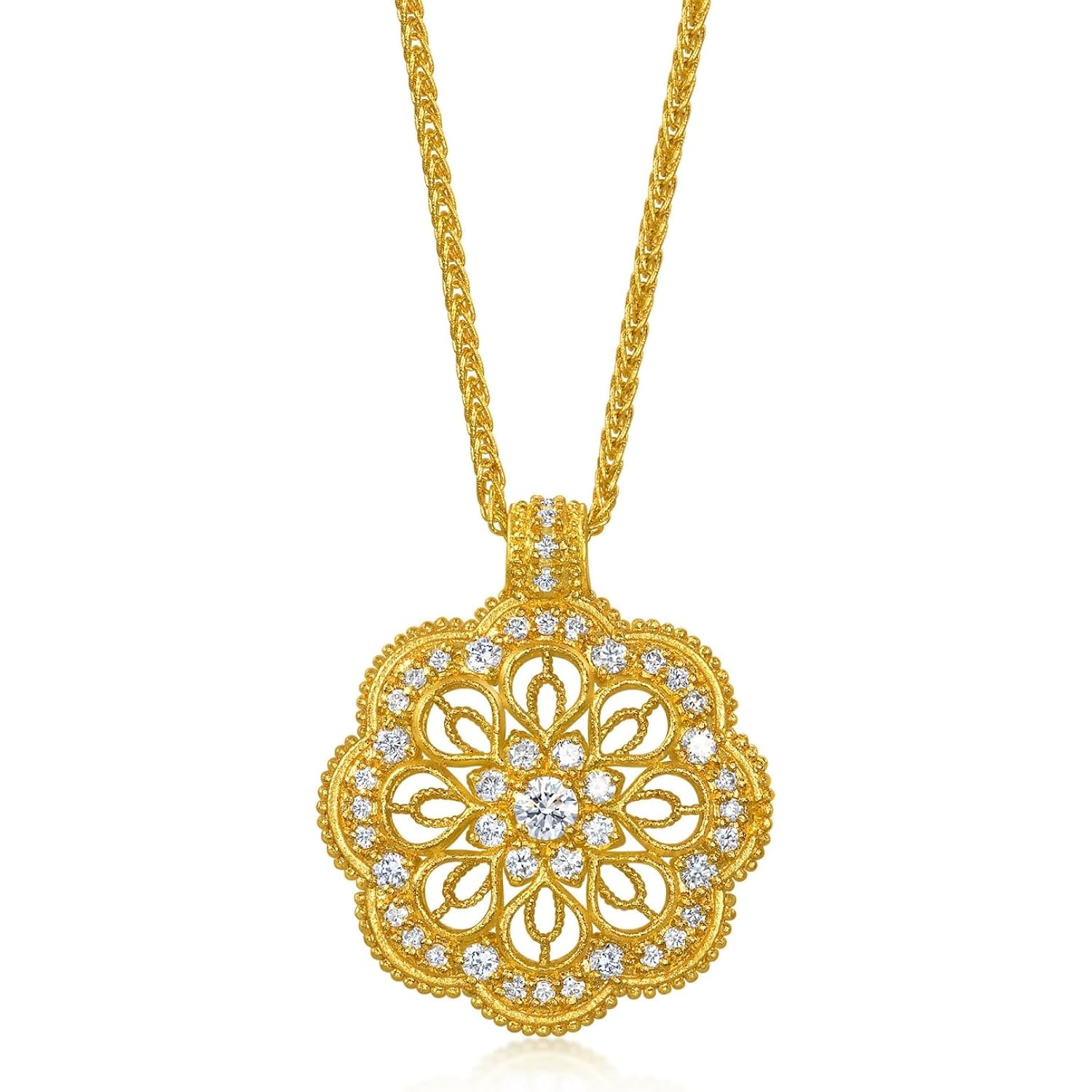 CHOW SANG SANG 999 24K Gold Diamond Cultural Blessings Buddhist Mandala Necklace for Women 47cm 95563N