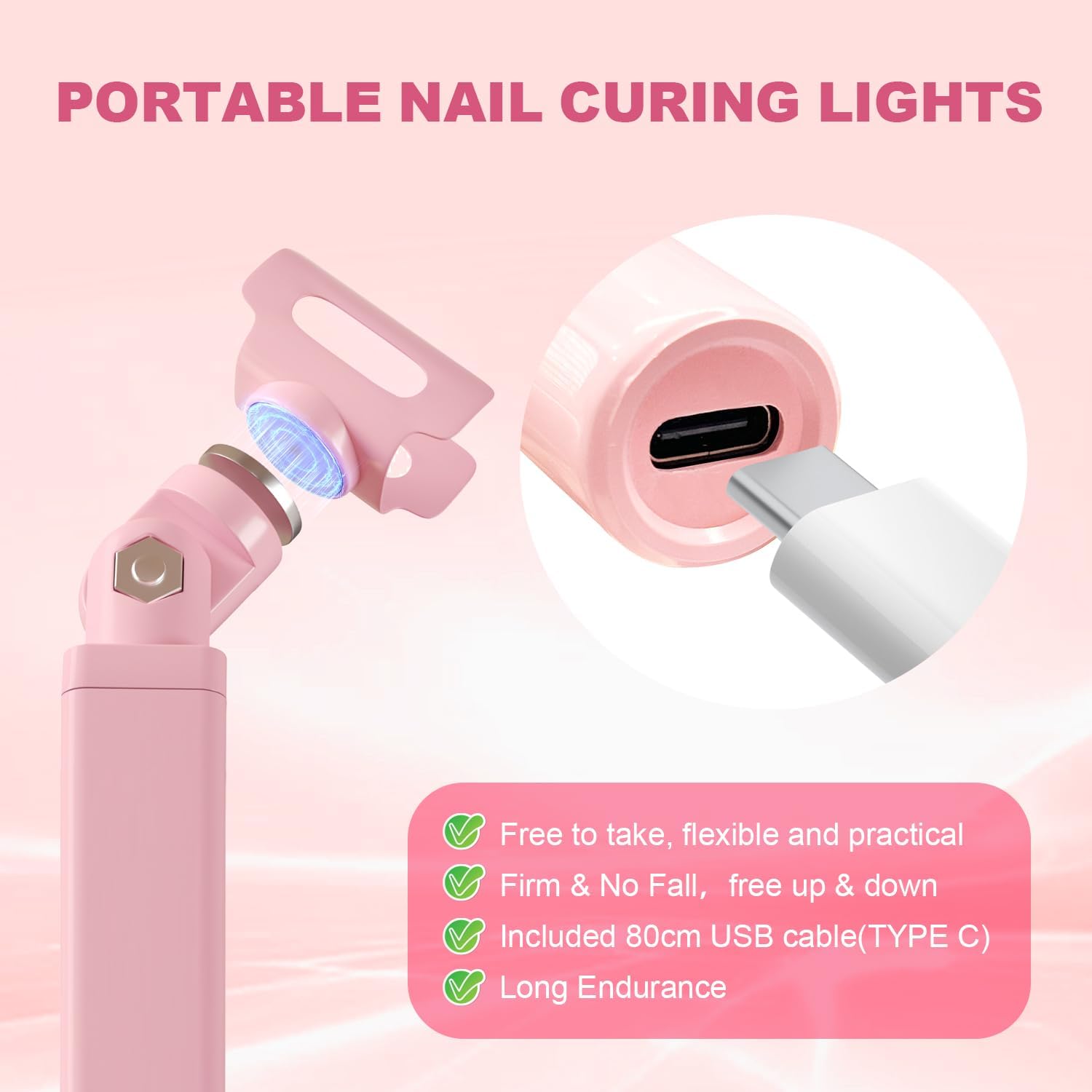 Mini UV Light for Nails,Portable LED Flash Cure Lamp for Gel X Polish, Small Handheld Magnetic Uv Pen for Single Finger, Nail Curing Lamp with Stand for Starter Salon DIY/Home Manicure/Travel