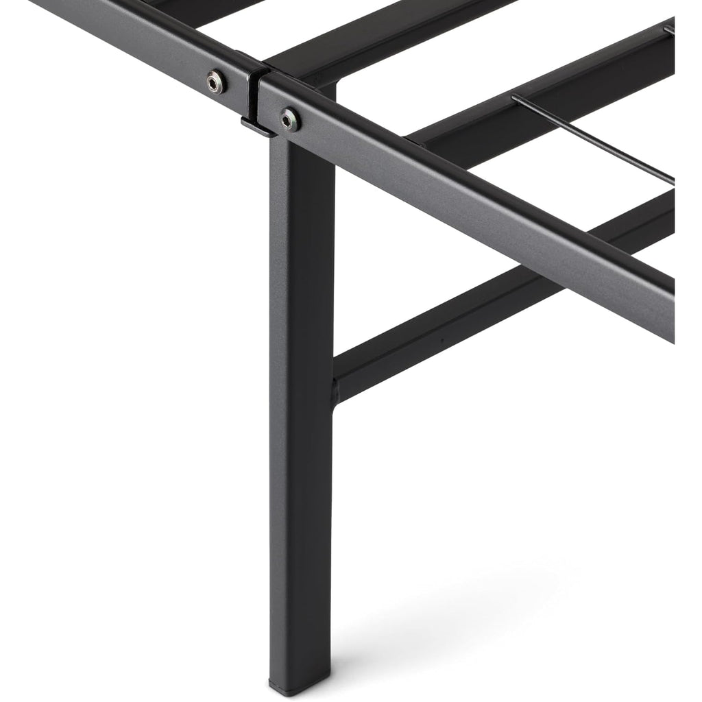 Amazon Basics Bed Frame with Storage, Foldable Metal Platform, Sturdy Steel, No Box Spring Needed, 14-inch High, Tool-Free Setup, Noise Free, Easy Assembly, Queen Size, Black