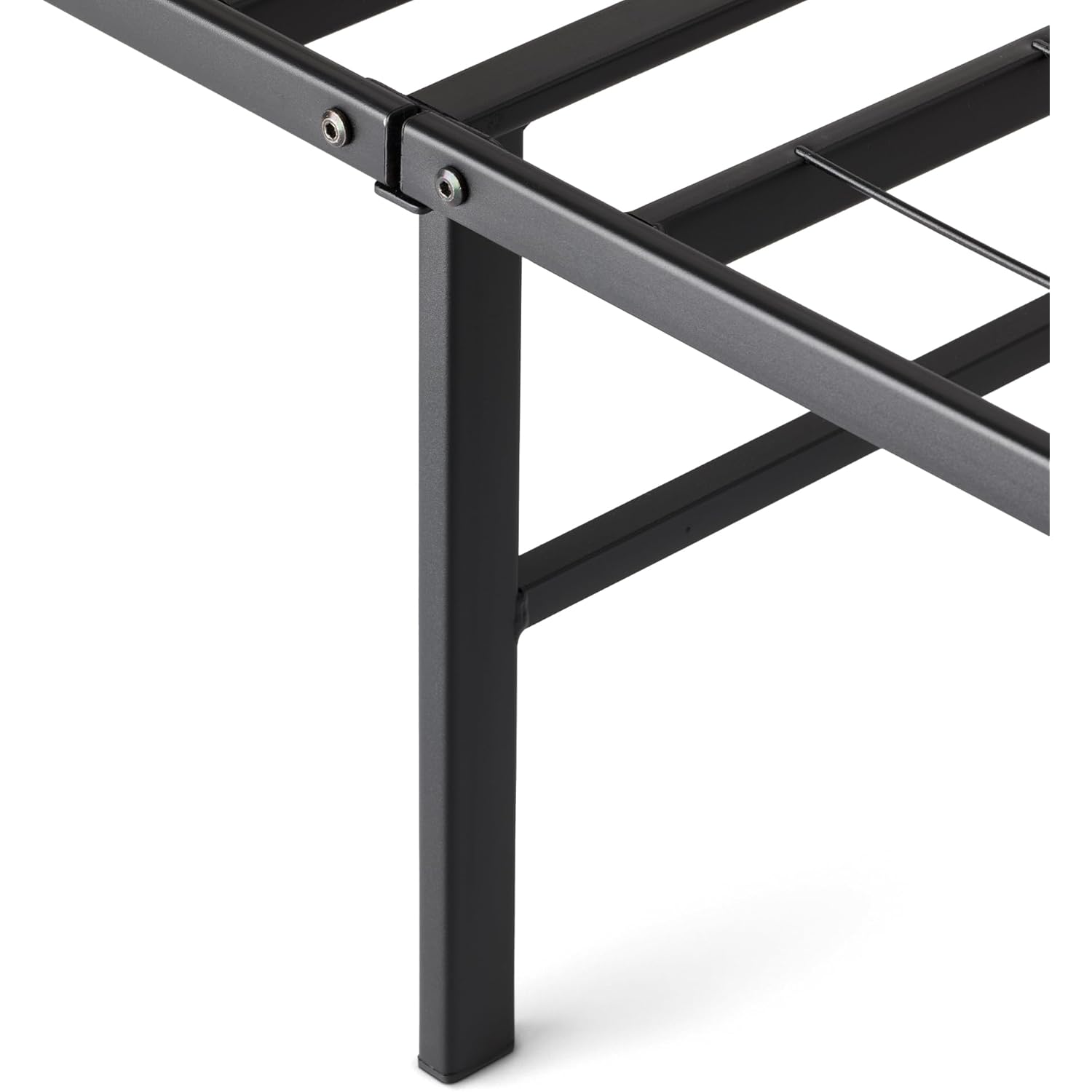 Amazon Basics Bed Frame with Storage, Foldable Metal Platform, Sturdy Steel, No Box Spring Needed, 14-inch High, Tool-Free Setup, Noise Free, Easy Assembly, Queen Size, Black