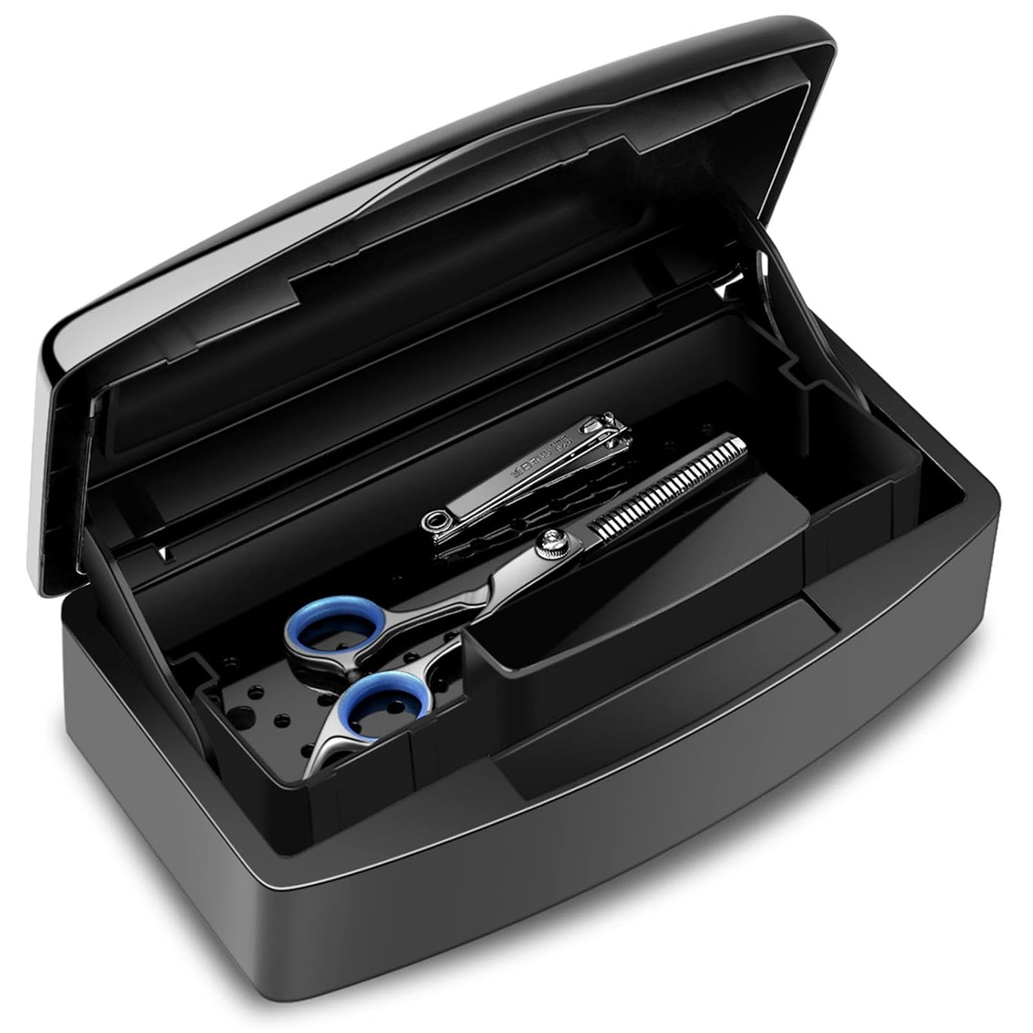 Nail Tool Sterilizer Box,Plastic Sterilizing Tray,The Disinfection Box for Nail Art Tools is Applicable to Nail Art Tools, Tweezers, Hair Salons, Spas and Manicure Equipment-Black
