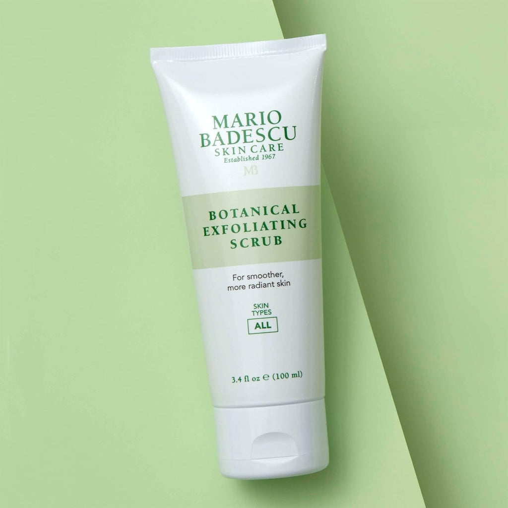 Mario Badescu Botanical Exfoliating Scrub For All Skin Types, Face Scrub With Ivory Palm Seeds & Green Tea Extract, Gentle Exfoliating Face Wash, 3.4 Fl Oz