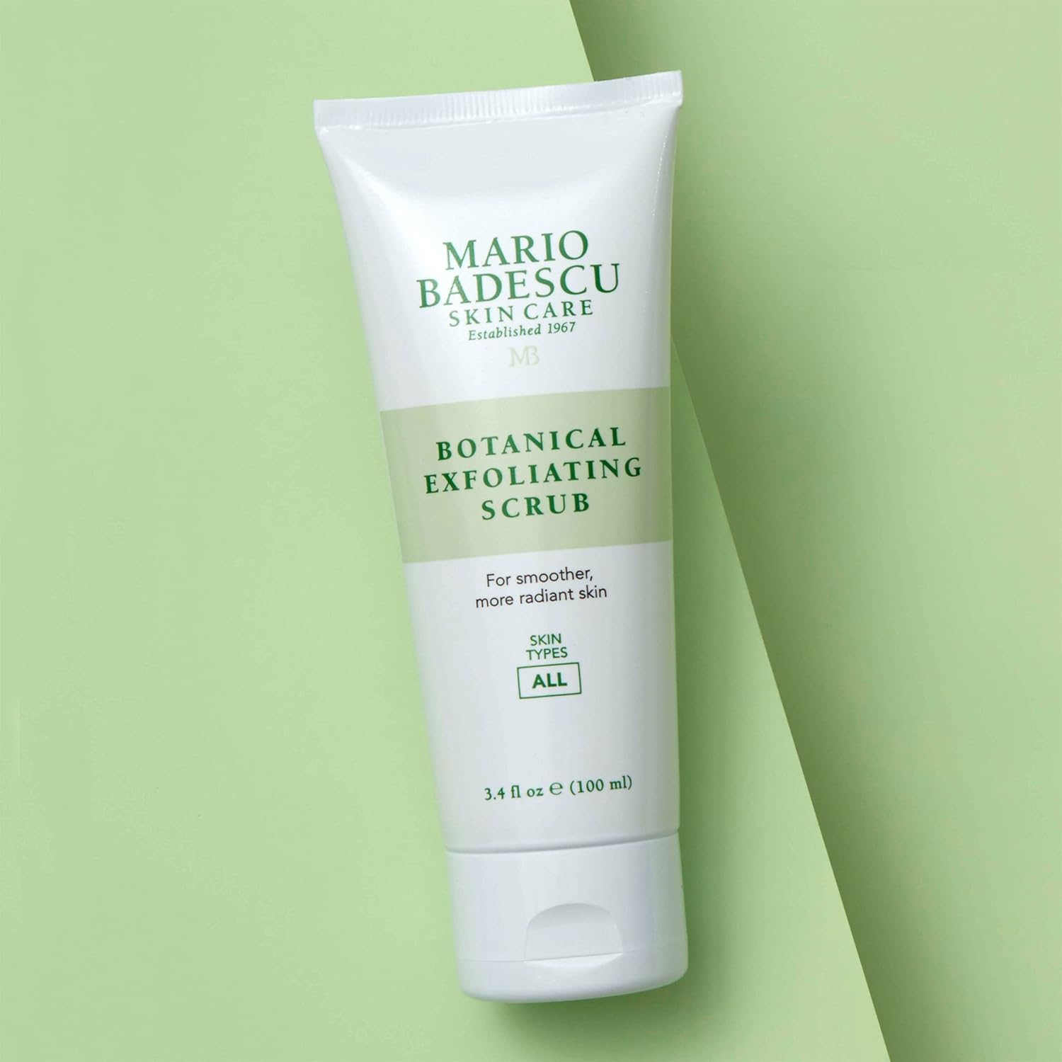 Mario Badescu Botanical Exfoliating Scrub For All Skin Types, Face Scrub With Ivory Palm Seeds & Green Tea Extract, Gentle Exfoliating Face Wash, 3.4 Fl Oz