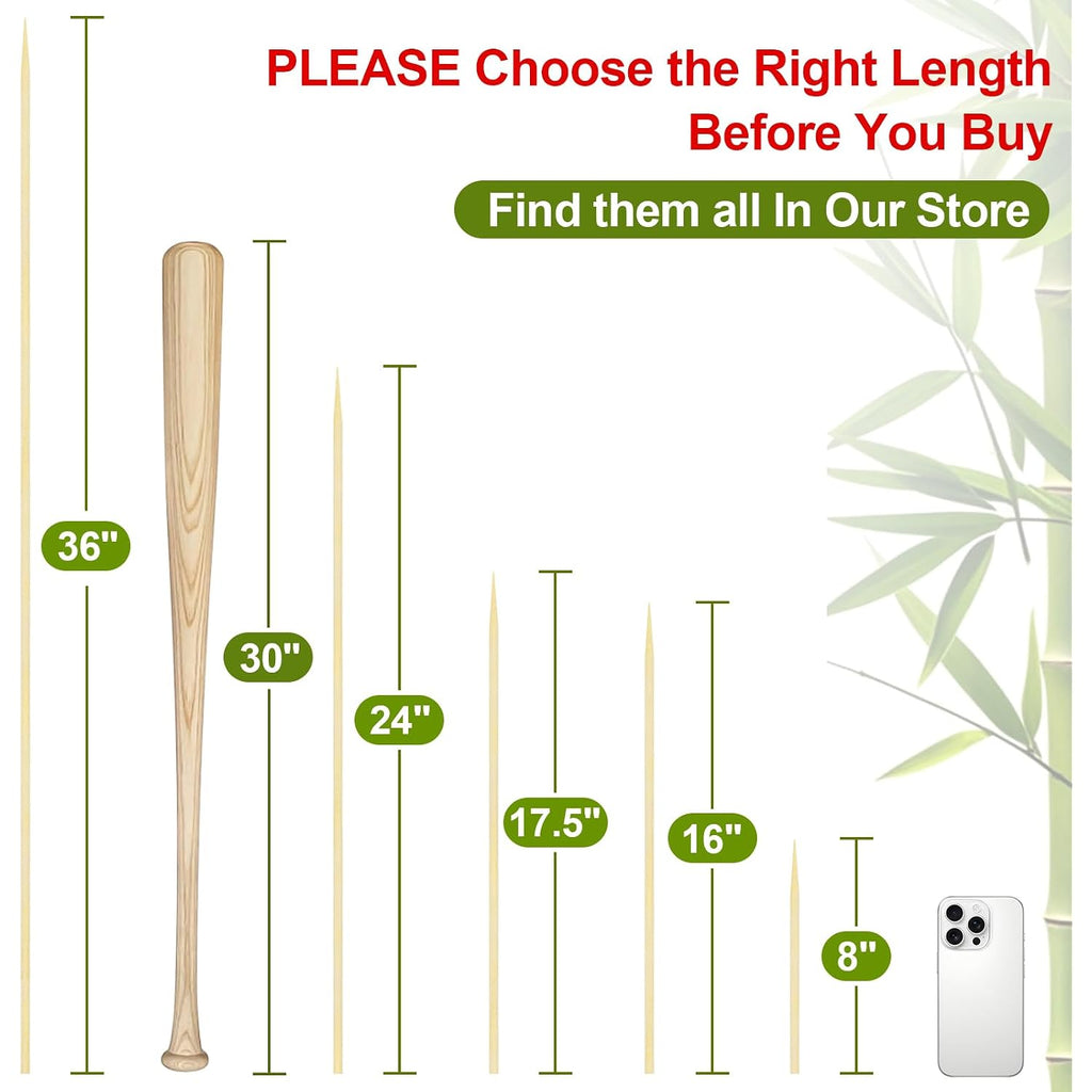 Bamboo Smores Sticks (50 Pcs), 17.5" Marshmallow Roasting Sticks For Fire Pit, 5Mm Heavy Duty Wooden Skewers For Smore Hot Dog Barbecue Thick Sticks For Campfire Grilling Camping Bonfire