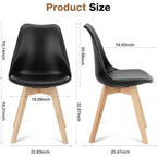 Olixis Dining Chairs Set Of 8 Kitchen Mid Century Modern Chairs With Wood Legs And Pu Leather Cushion, Upholstered Accent Chai For Living Room Bedroom Outdoor Lounge, Black