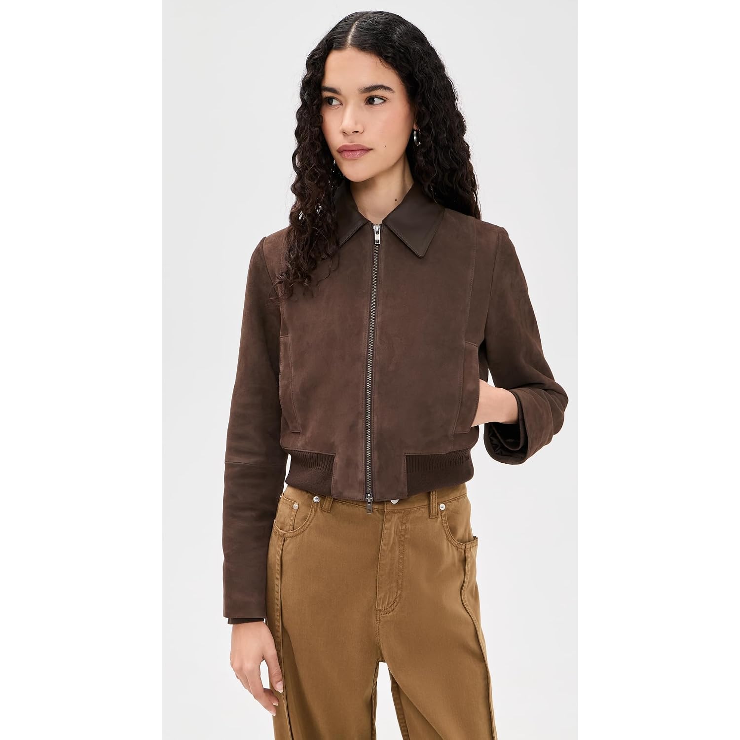Vince Women'S Suede Shrunken Bomber