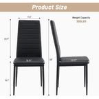 Karl Home Dining Chairs Set Of 4, Pu Leather & High Back, Black