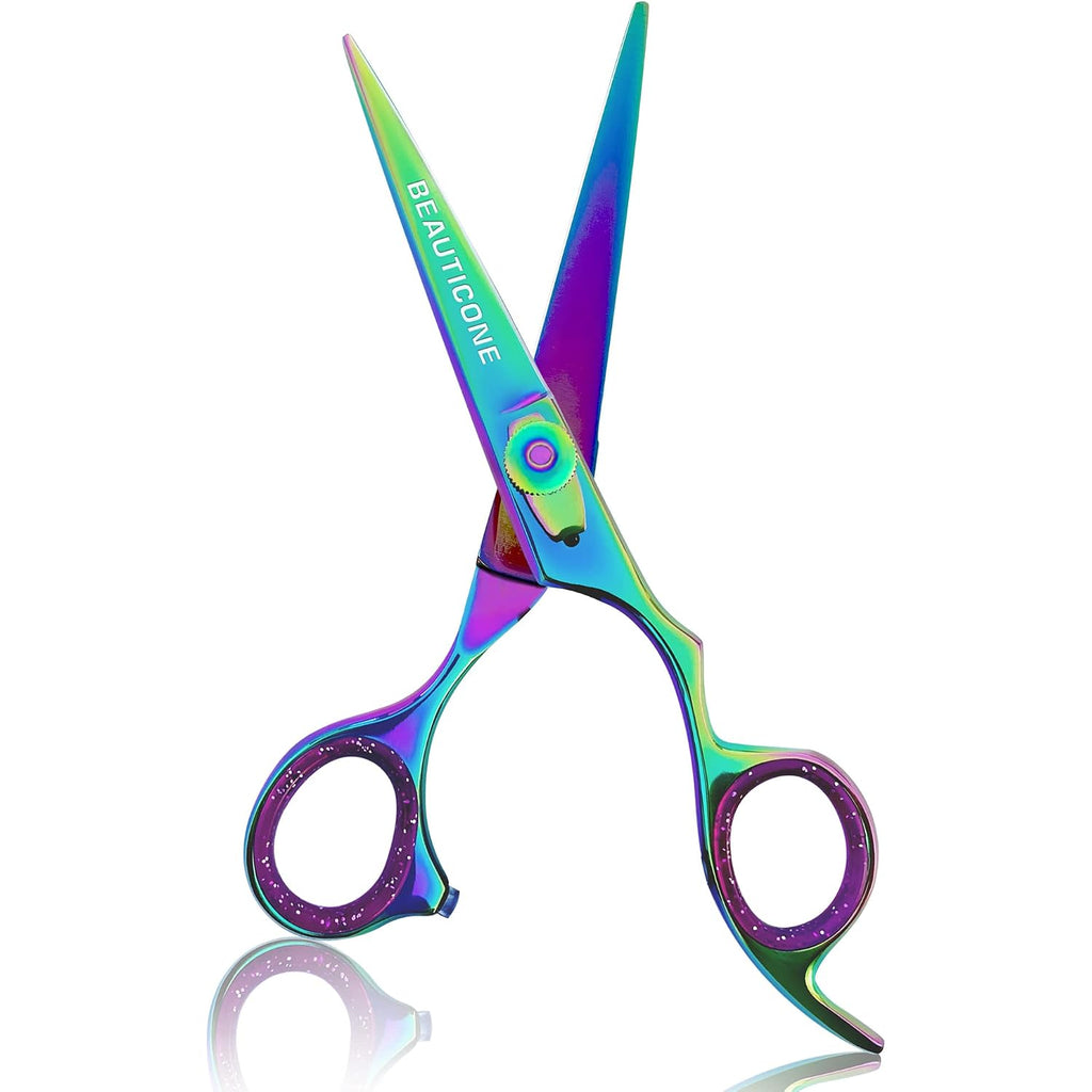 Professional Hair Cutting Scissors – Barber Shears With Razor Sharp Stainless Steel Blade, Leather Pouch Included, Salon Hair Scissors For Men & Women, Multi