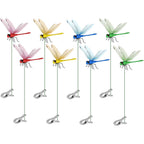8 Pack Dragonfly Clips, 3D Simulation Fake Dragonflies Decoration For Garden Stakes, Yard Ornaments, Hat, Deer, Horse, Indoor And Outdoor