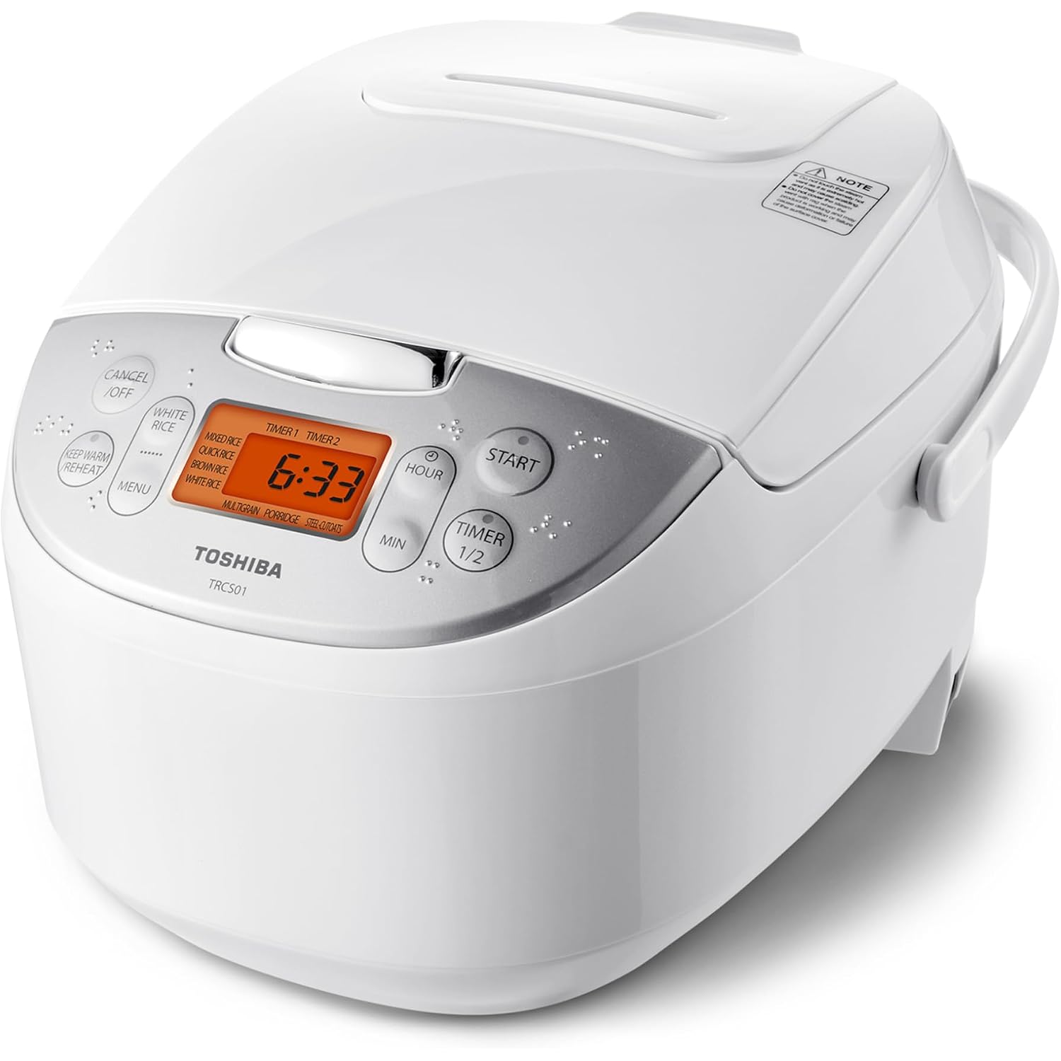 Toshiba Rice Cooker 6 Cup Uncooked – Japanese Rice Cooker With Fuzzy Logic Technology, 7 Cooking Functions, Digital Display, 2 Delay Timers And Auto Keep Warm, Non-Stick Inner Pot, White