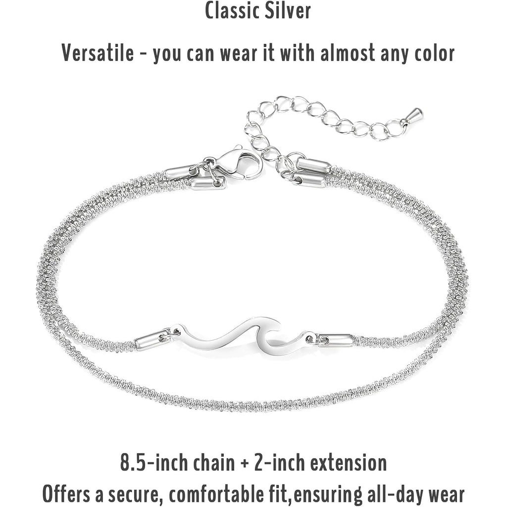 SAM & LORI Anklets Ankle Bracelets for Women Waterproof Anklets Bestie Sister Best Friend Birthday Gifts Beach Jewelry Adjustable Stainless Steel
