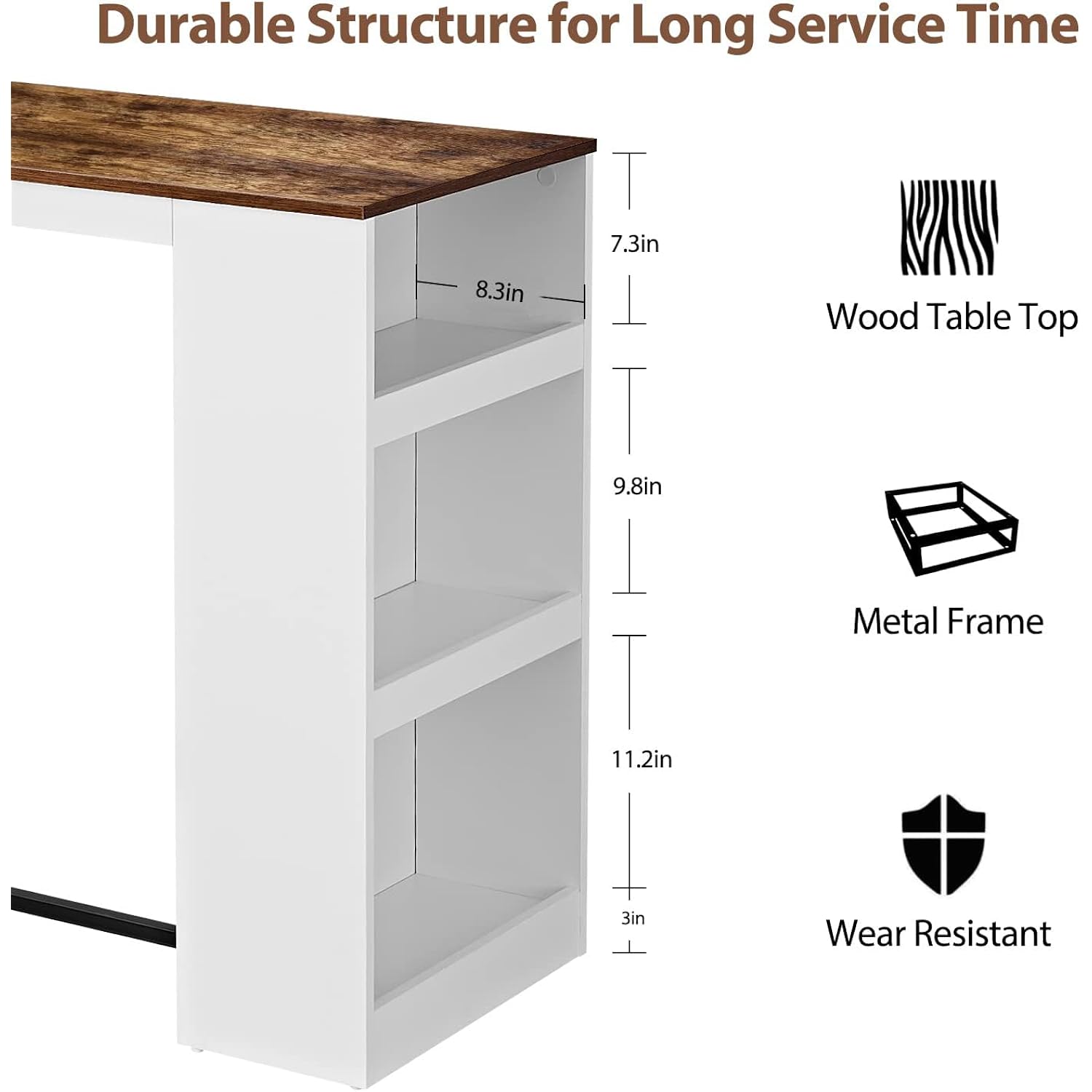 Panana 3 Piece Dining Table Set Kitchen Bar Table With Two Stool Storage Shelves Wood Counter Height Table Top With Sew Kerf Finish Dining Room Home
