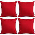 Thmyo 4-Pack 100% Cotton Comfortable Solid Decorative Throw Pillow Case Square Cushion Cover Pillowcase Sublimation Blank Pillow Covers Diy Throw Pillowcase For Couch Sofa Bed(18X18 Inch/45X45Cm,Red)
