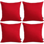 Thmyo 4-Pack 100% Cotton Comfortable Solid Decorative Throw Pillow Case Square Cushion Cover Pillowcase Sublimation Blank Pillow Covers Diy Throw Pillowcase For Couch Sofa Bed(18X18 Inch/45X45Cm,Red)