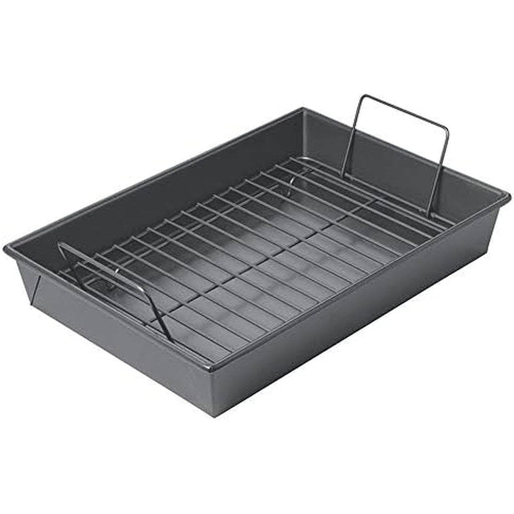 Chicago Metallic Professional Non-Stick Roast Pan With Non-Stick Rack, 13-Inch-By-9-Inch