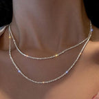 Herringbone Choker Necklace Set Double Layer Snake Chain Herringbone Chain Necklace Layering Necklace Set Cuban Chain Necklace for Women