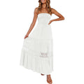Zesica Women'S 2026 Summer Boho Maxi Dresses Strapless Off Shoulder Lace Flowy A Line Beach Vacation Long Sundress