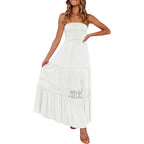 Zesica Women'S 2026 Summer Boho Maxi Dresses Strapless Off Shoulder Lace Flowy A Line Beach Vacation Long Sundress