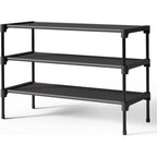 Kitsure Shoe Rack - Non-Woven Shoe Rack Shelf, Shoe Organizer For Closet, Entryway, Garage & Corridor, Stackable Shoe Shelves, 27.5" Wide - 3 Tier, Black