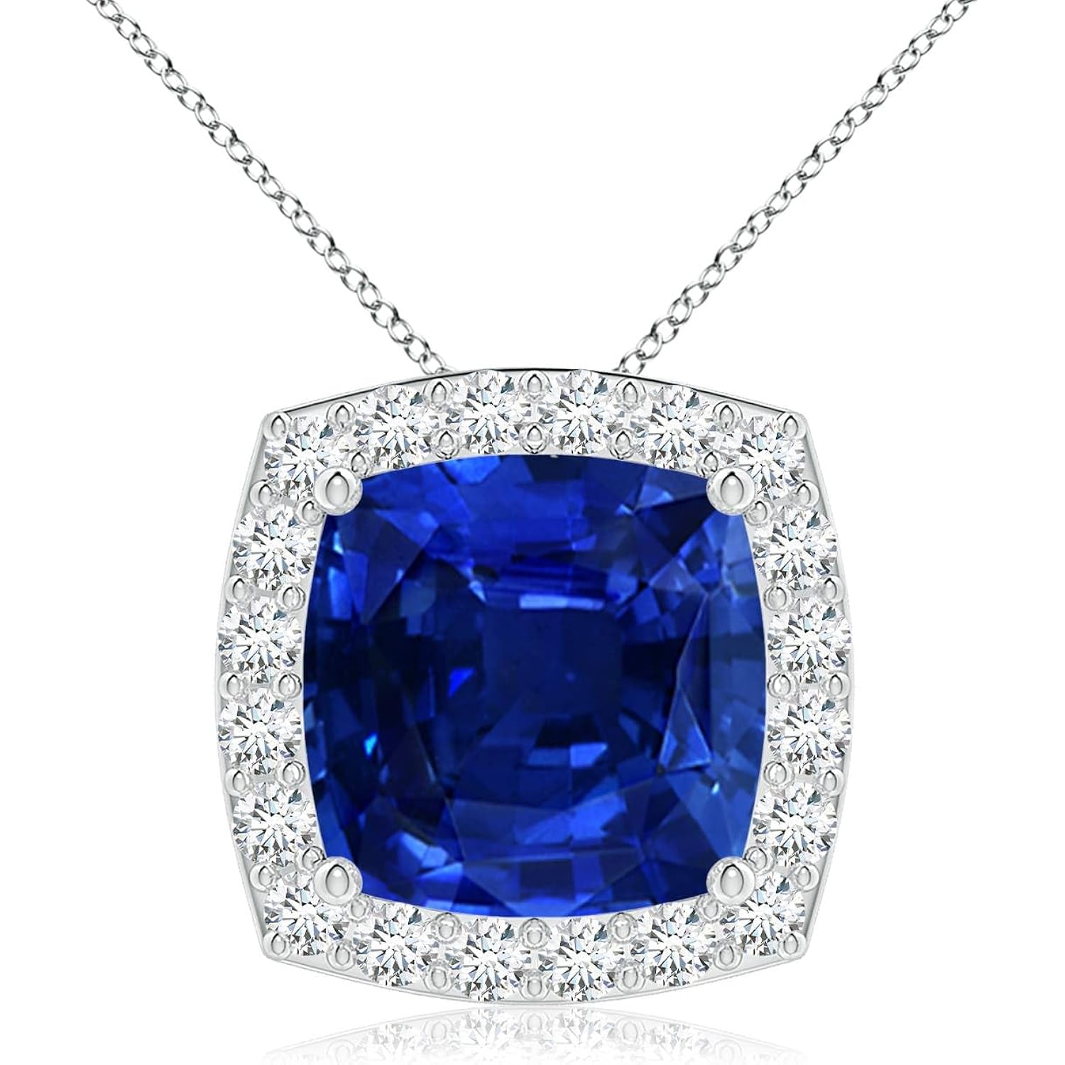 Angara Lab Grown Blue Sapphire Pendant for Women | Vintage in 14K Solid Gold/Platinum With 18" Chain | September Birthday, Anniversary, Gemstone Jewelry Gift