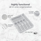 Madesmart Classic Large Silverware Tray - White |Classic Collection | 6-Compartments| Kitchen Drawer Organizer | Soft-Grip Lining And Non-Slip Rubber Feet | Bpa-Free