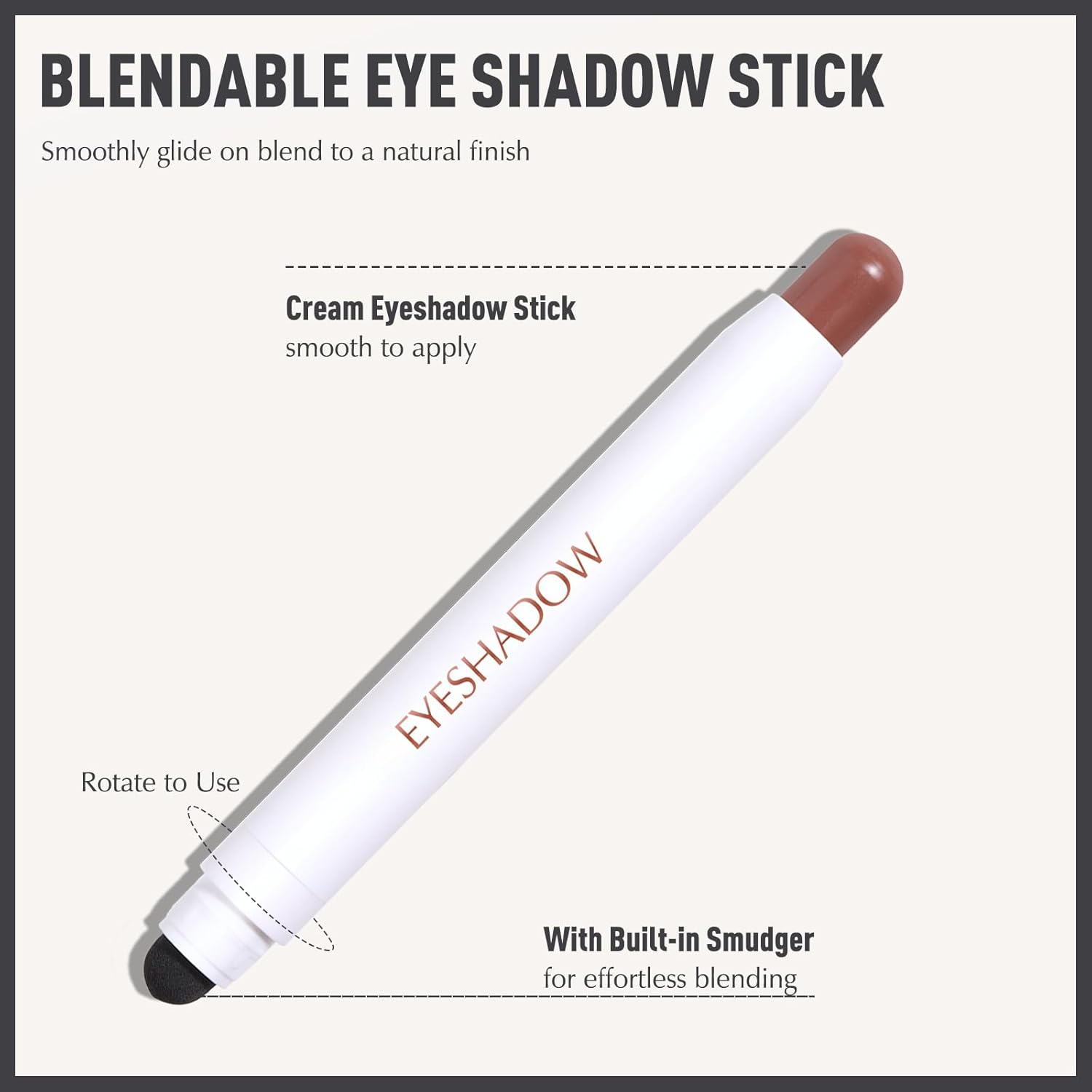 Eyeshadow Stick, Nude Beige Matte Cream Eyeshadow Long-Lasting Crease-Proof Neutral Eye Brightener Shadow Eyeliner Pencil High Pigmented Highlighter Makeup Crayon with Blending Brush
