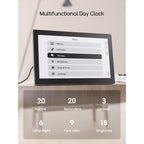 Digital Clock, 10.1 Inch Large Display Calendar Clock With 12 Themes, 20 Alarms, 20 Reminders, Auto Dimming, 12/24 Hours, Indoor Temperature, Humidity For Seniors, Desk (Black)