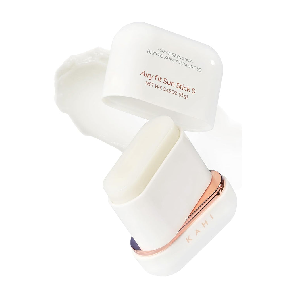 Kahi Airy Fit Sun Stick S - Spf 50+ Triple Functional Broad Spectrum Face Sunscreen Stick - Waterproof, Sweatproof & Sandproof - Ultra-Lightweight & Non-Greasy Sun Shield - Korean Skin Care 0.45 Oz