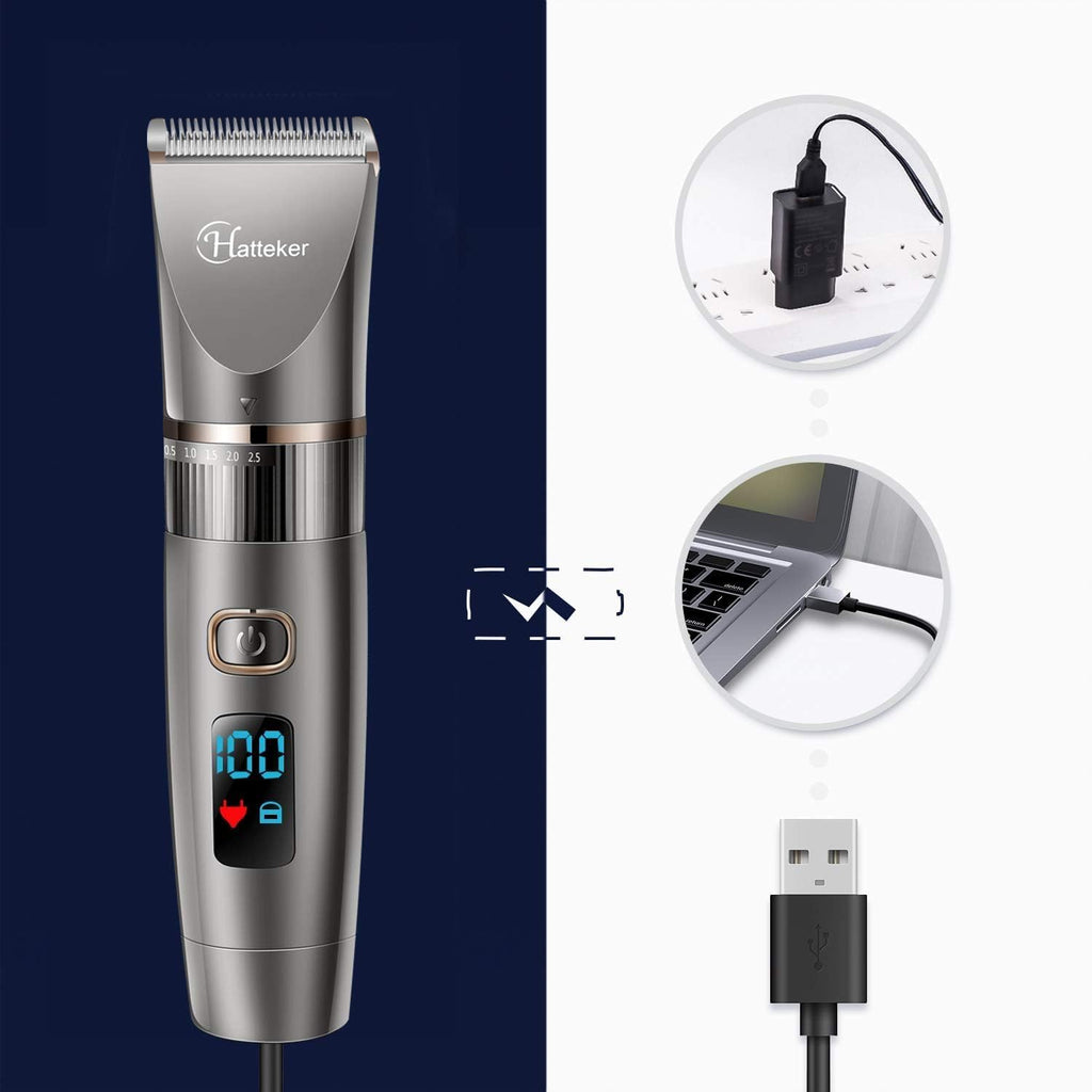 Hatteker Beard Trimmer For Men Professional Hair Clipper Hair Trimmer Shaver Haircut Detail Cutting Kit For Men Cordless Waterproof