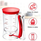 Bbstarz Pancake Batter Dispenser – 4-Cup Batter Dispenser With Squeeze Handle & Measuring Marks For Pancakes, Waffles, Muffins, Crepes & Cupcakes – Baking Tool(Red)