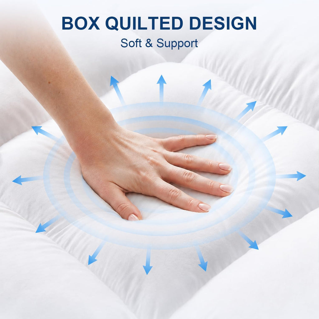 Queen Mattress Topper, Extra Thick Pillow Top Mattress Pad For Back Pain Relief, Cooling Bed Topper Mattress Cover With 8-21 Inch Deep Pocket