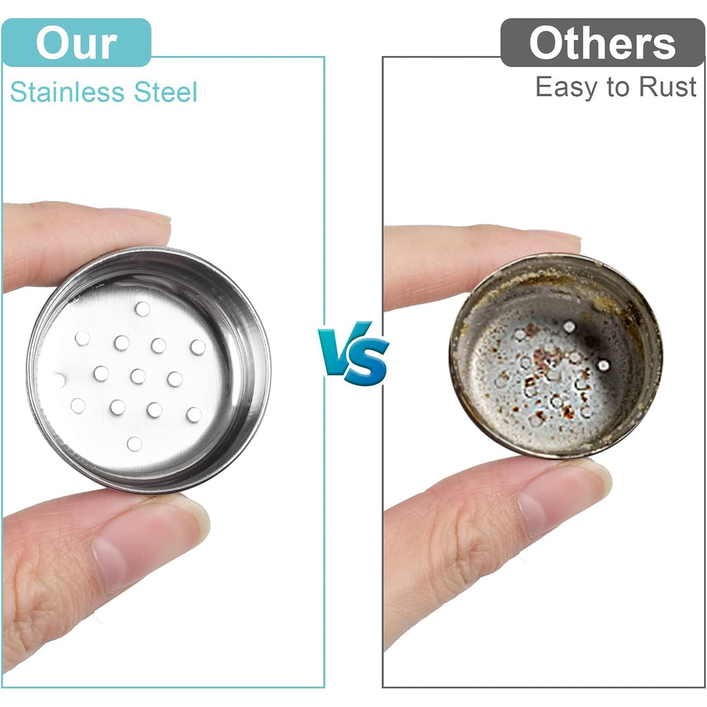 2 Pack Salt And Pepper Shakers Set, Glass Shaker With Stainless Steel Lid, Modern And Cute Farmhouse (Black And White)