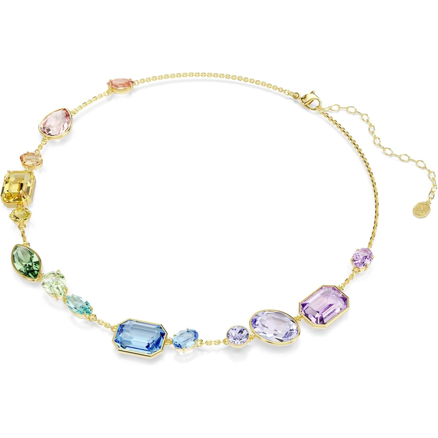 Swarovski Gema necklace, Mixed cuts, Multicolored, Gold-tone plated