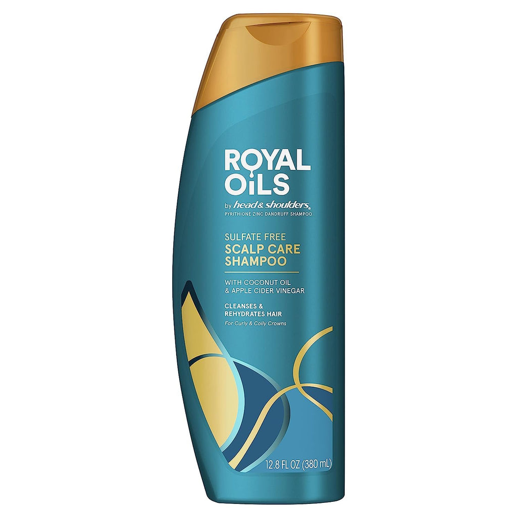 Head & Shoulders Anti-Dandruff Shampoo, Royal Oils Moisturizing Shampoo, 1% Pyrithione Zinc, Curly & Coily Hair, Coconut, Apple Cider Vinegar, Sulfate-Free, 12.8 Fl Oz