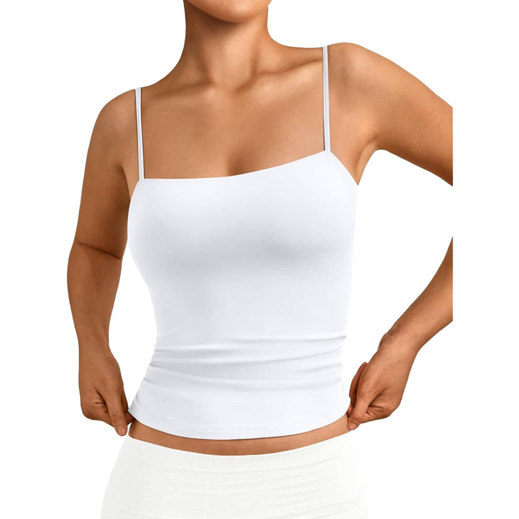 Women's Double Lined Camisole Tank Tops - Adjustable Spaghetti Strap Sleeveless Top, Basic Tank for Layering