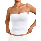 Women's Double Lined Camisole Tank Tops - Adjustable Spaghetti Strap Sleeveless Top, Basic Tank for Layering