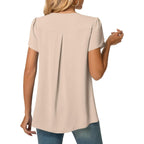 Women's Summer Tunic Tops Dressy Casual Chiffon Blouses Plus Size Short Sleeve T-Shirts for Leggings