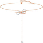 Swarovski Lifelong Bow Necklace and Bracelet Jewelry Collection, Clear Crystals, Rhodium Finish