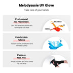 MelodySusie UV Gloves for Gel Nail Lamp, Professional UPF50+ UV Protection Gloves for Manicures, Art Skin Care Fingerless Glove for Women Men Protect Hands from Sun and Nail Dryer Harm (Black)