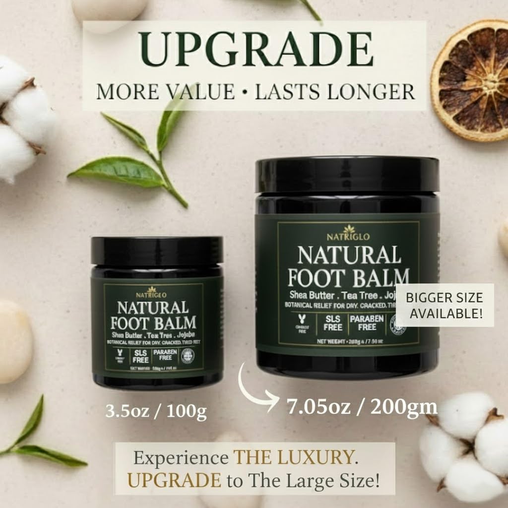 Organic Tea Tree Foot Balm for Dry Cracked Feet & Heels - Intensive Callus Remover & Foot Repair Cream with Shea Butter - Moisturizer for Rough Hard Skin & Cracked Heel Treatment for Men & Women