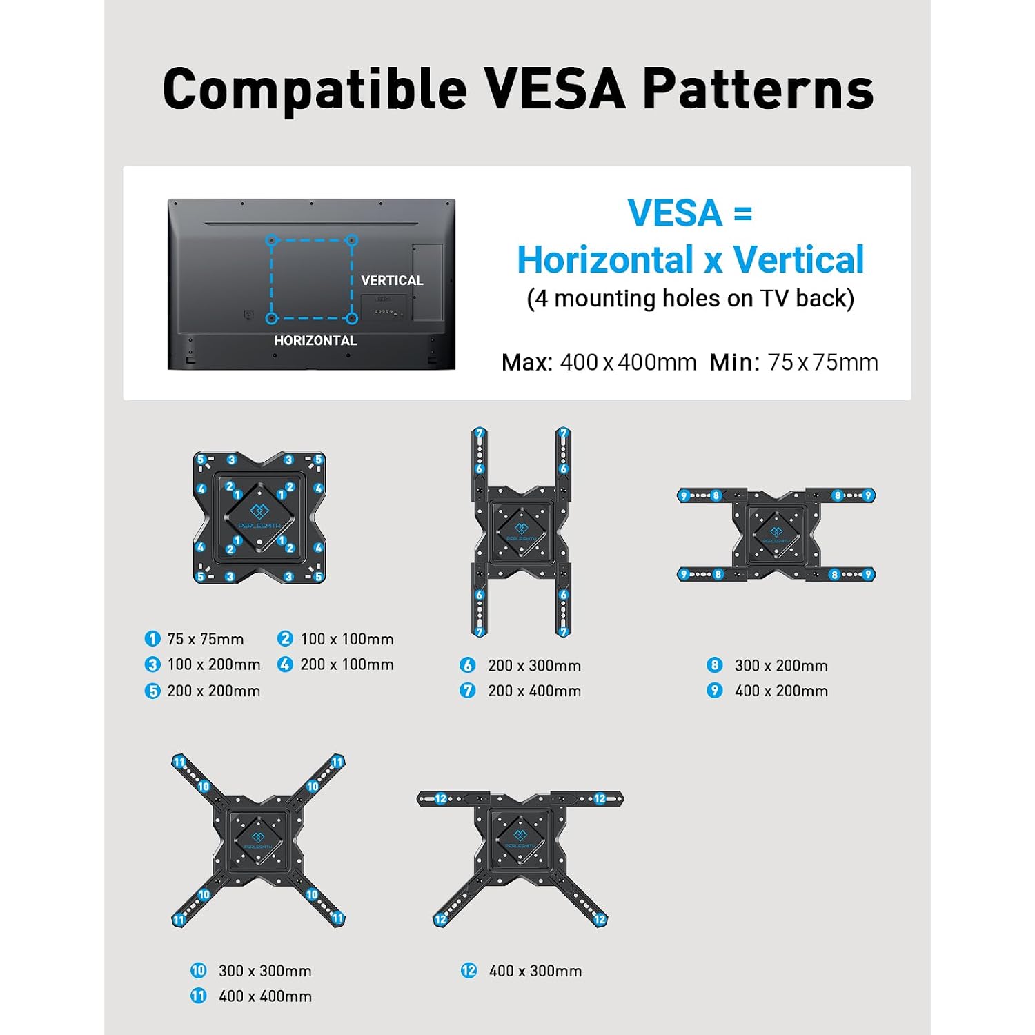Perlesmith Full Motion Tv Wall Mount For 27-60 Inch Flat & Curved Tvs, Single Stud Tv Mount With Articulating Swivel Tilt - Wall Mount Tv Bracket Vesa 400X400Mm Up To 77 Lbs, Perfect Center Design