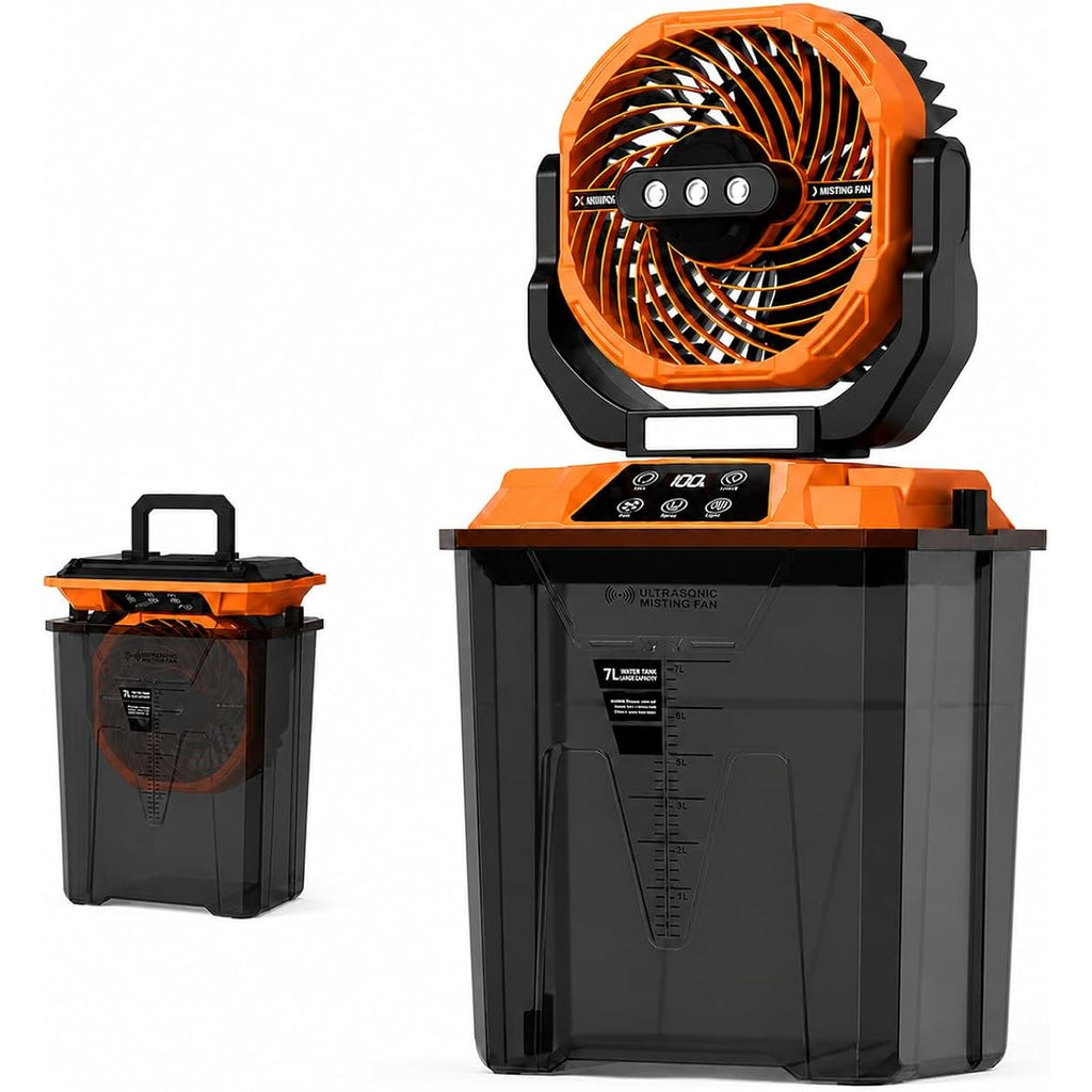 Portable Misting Fan For Patio, Outdoor Cooling Fan, 7L Water Tank, 20000Mah Battery, Remote Control, 1-12H Timer, 90° Oscillation, 5 Speeds & 4 Mist Levels, Camping, Beach, Fishing