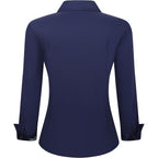 Esabel.C Womens Dress Shirts Cotton Long Sleeve Regular Fit Stretch Button Down Blouse