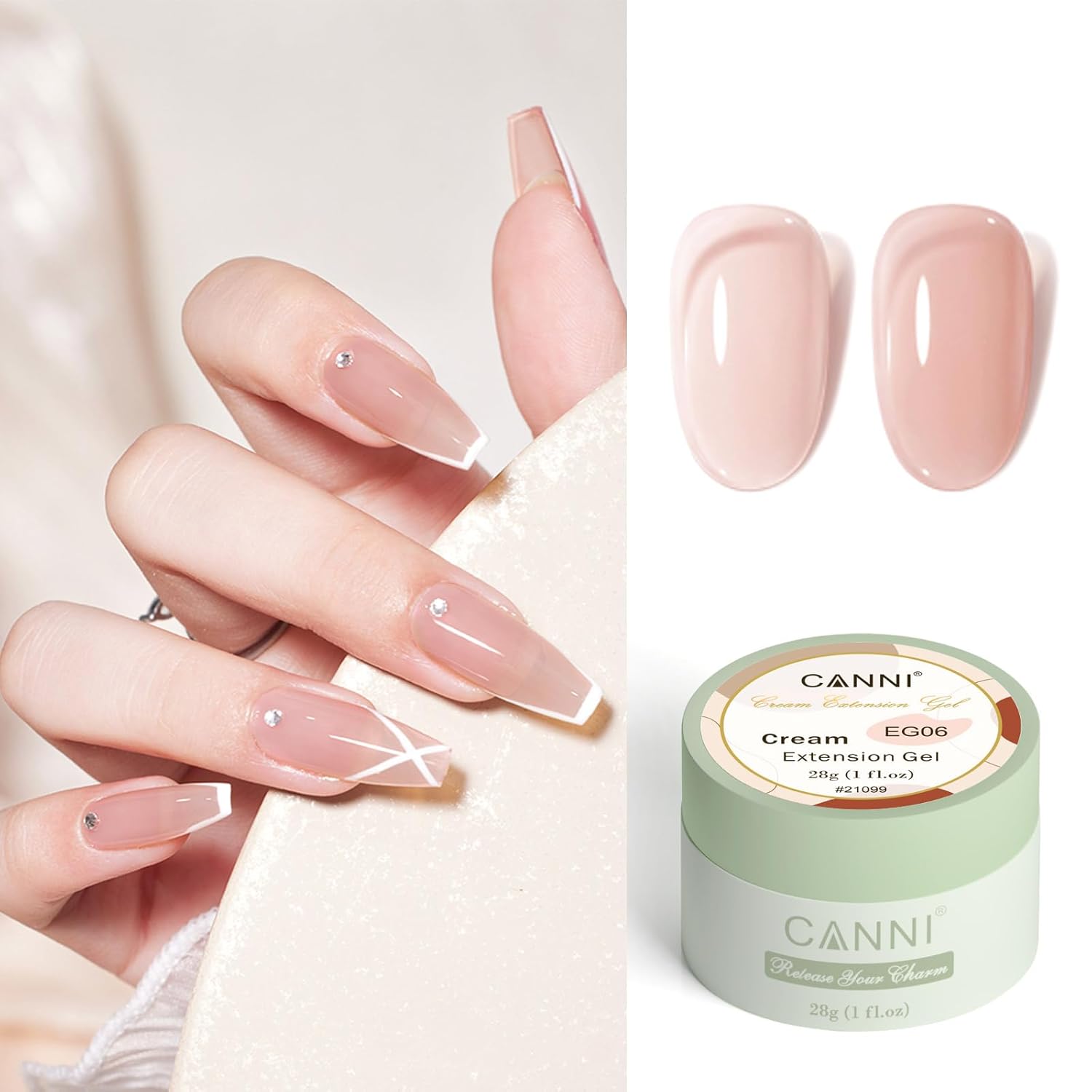 CANNI Builder Gel for Nails – 1 Fl Oz Soft Orange-Pink Hard Gel for Nail Extension & Strengthening, Jelly Texture for DIY Nail Art