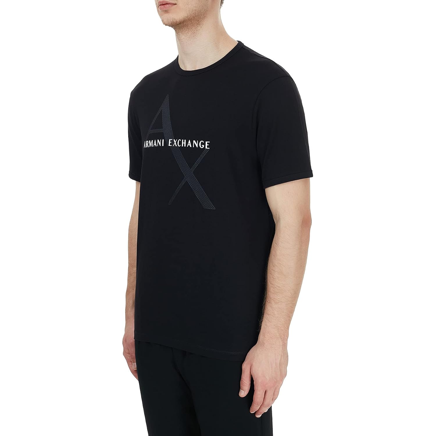 Armani Exchange Men'S Crew Neck Logo Tee T Shirt, Black, Large