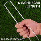 50Pcs Garden Stakes Staples + 50Pcs Gasket, Bakulyor 6 Inch Lawn Landscape Staples 11 Gauge U Shaped Galvanized Landscape Pins, Heavy Duty Yard Ground Pin For Weed Barrier Sod Fabric Decorations - 6"
